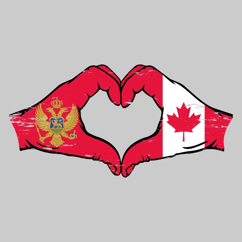 Monténégro Canada drapeau mains forme coeur utilisé