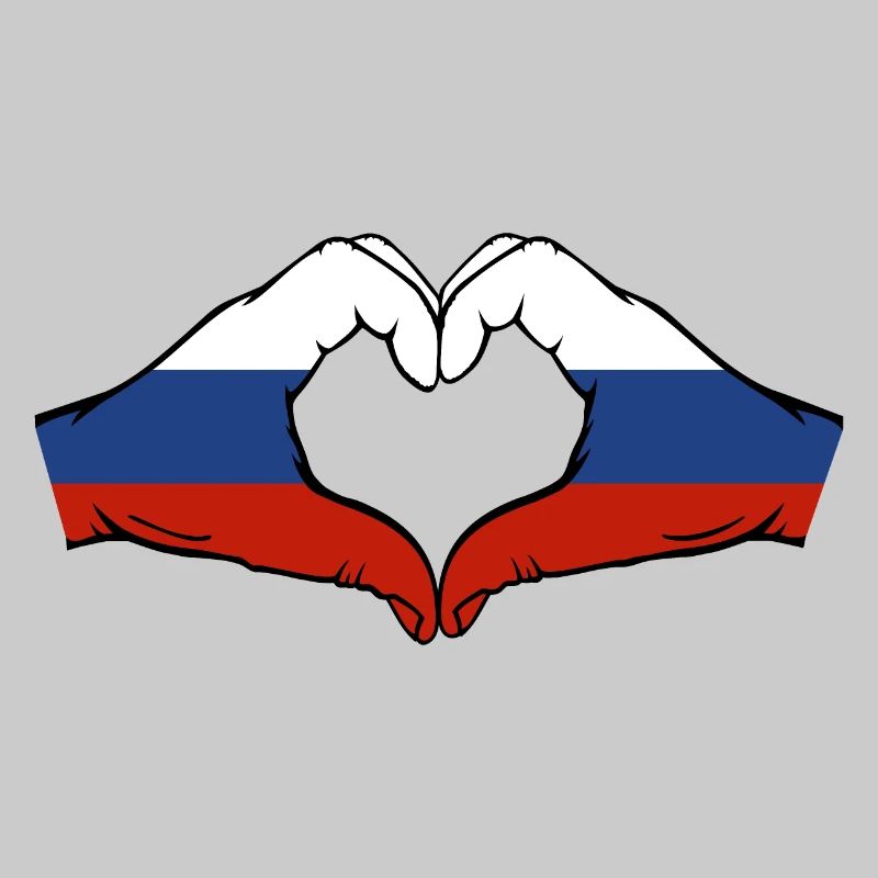 Drapeau de la Russie Mains Coeur Forme