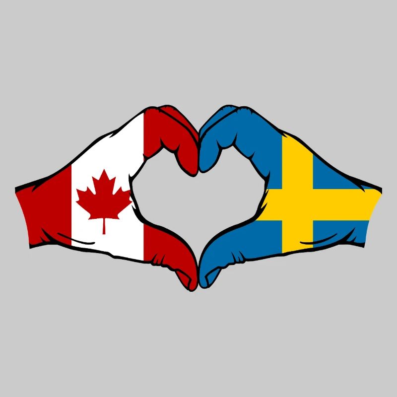 Canada Suède Drapeau Mains Coeur Forme