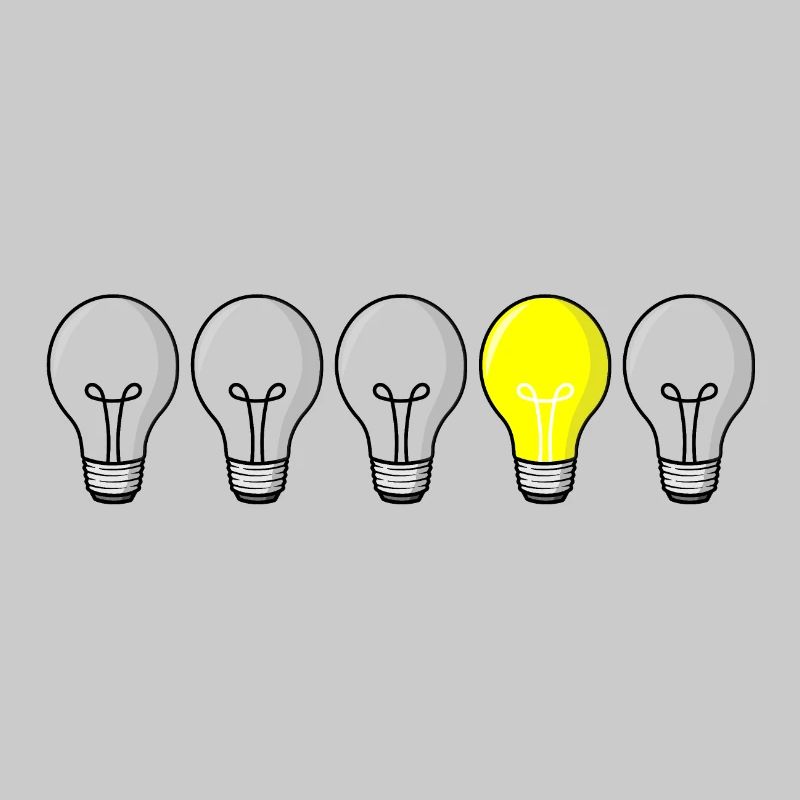 5 light bulbs - light on