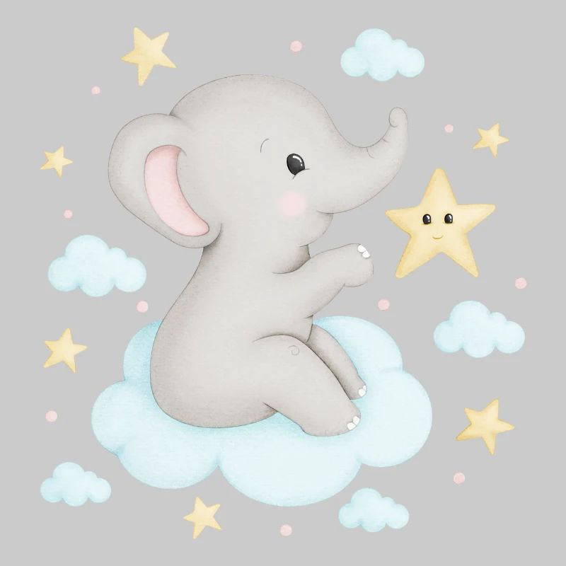 süßer Elefant auf Wolke mit Sternen