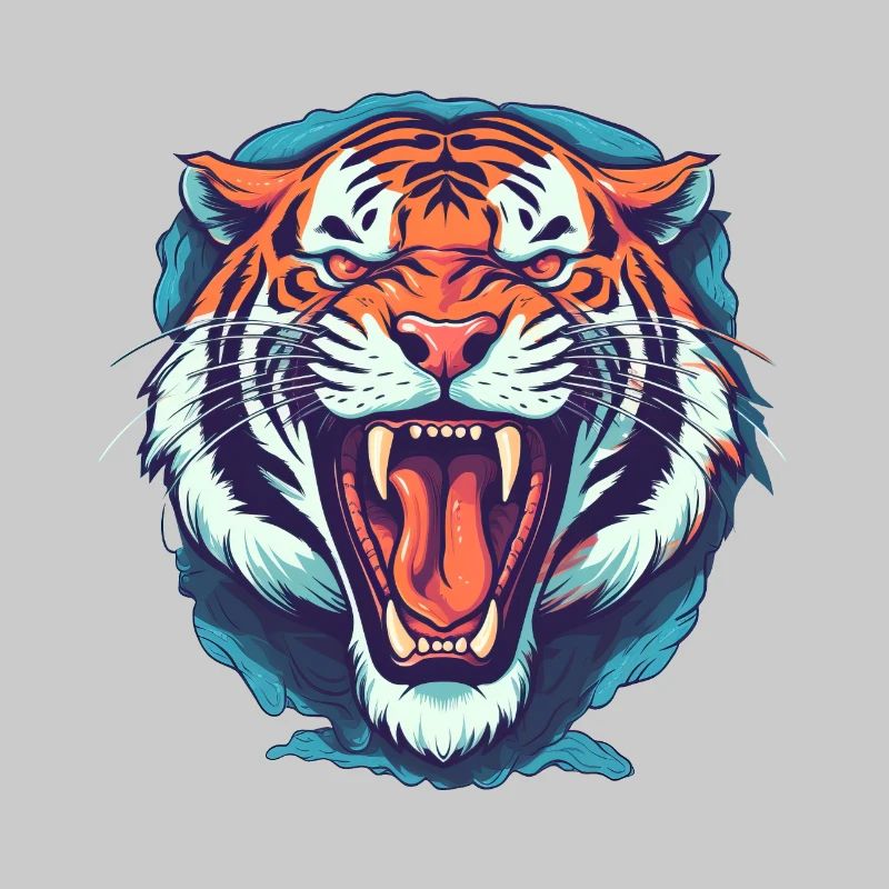 Powerful Tiger Head Vector Illustration