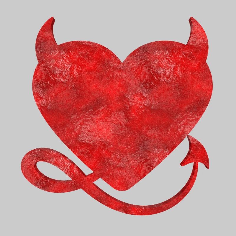 Devil's Heart with Horns Design