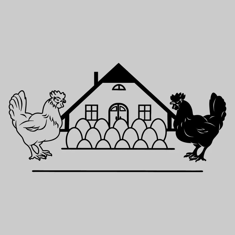 Dark and light chicken monogram logo