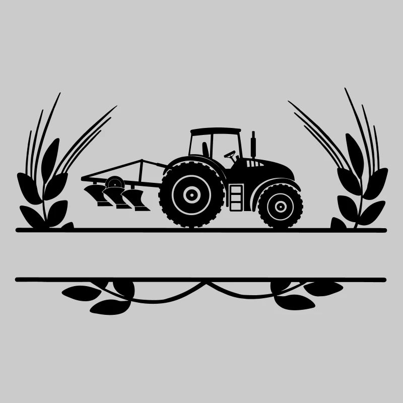 Tractor with plow in crop circle