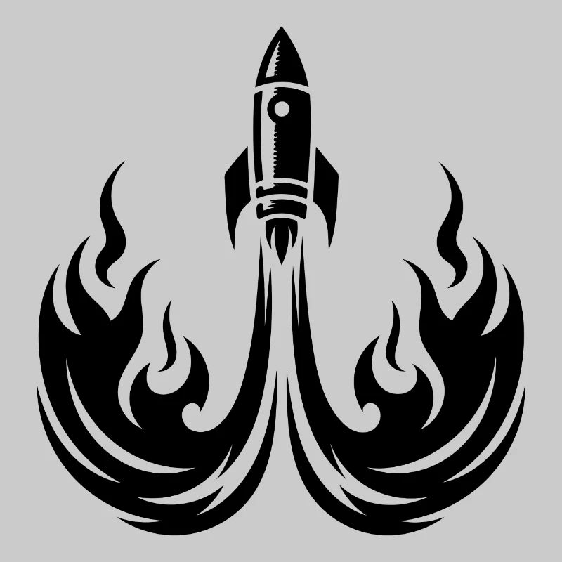 Launching spaceship in fire flames