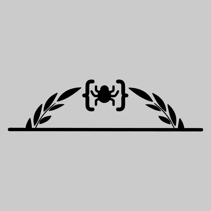 Code-Logo-Spinne im halben Lorbeerkranz