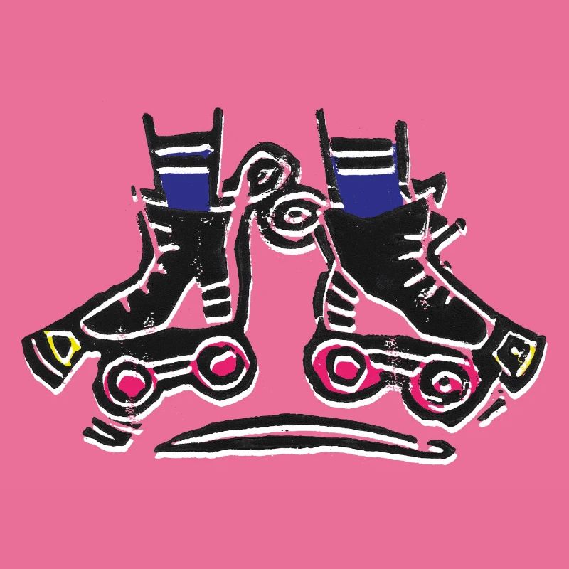 Rollerskates Crabwalk Rollschuhe Bunt Linolschnitt