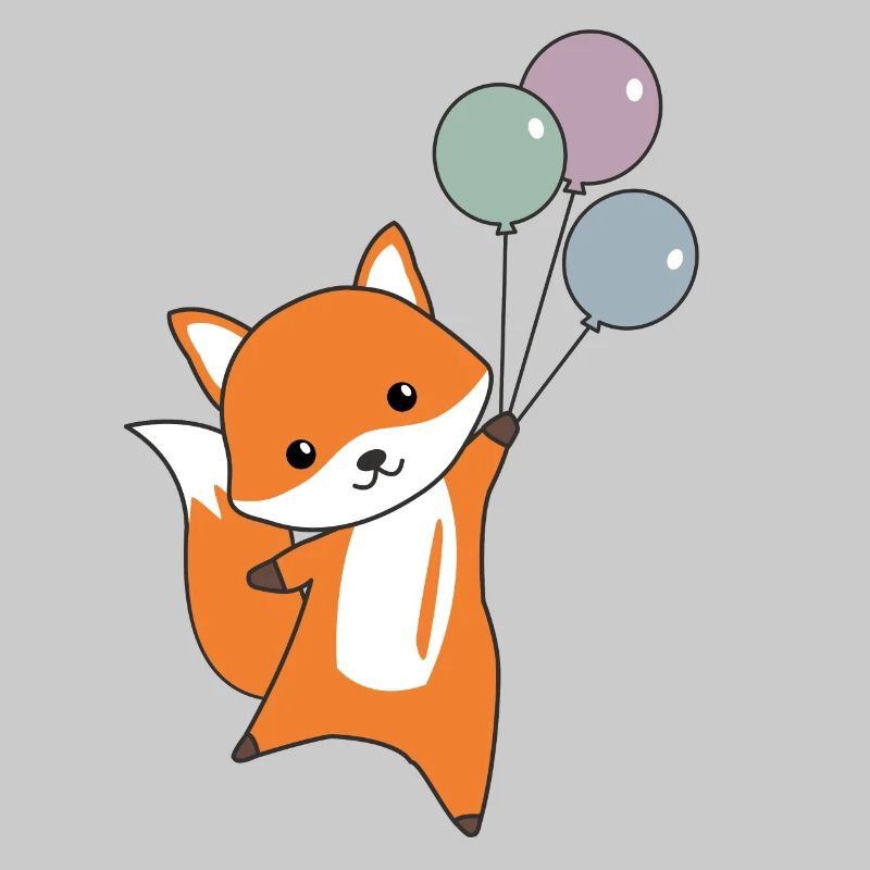 Fuchs süß Tier fliegt Luftballons Kinder