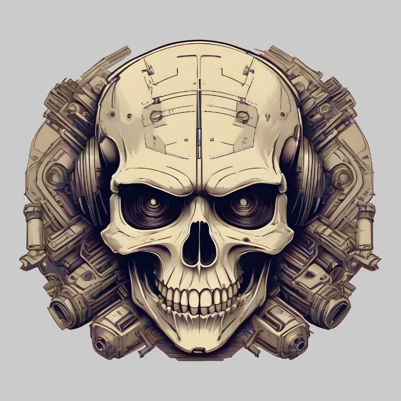 Bionic Schädel - Comic-Stil Logo