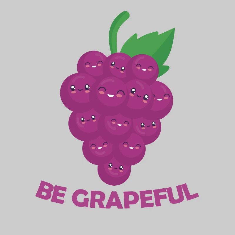 Be Grapeful - grape funny fruit pun purple