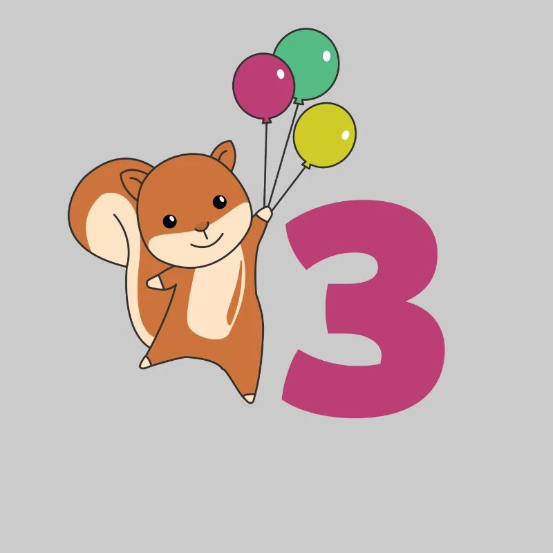 Eichhörnchen dritter Geburtstag Luftballons Kinder