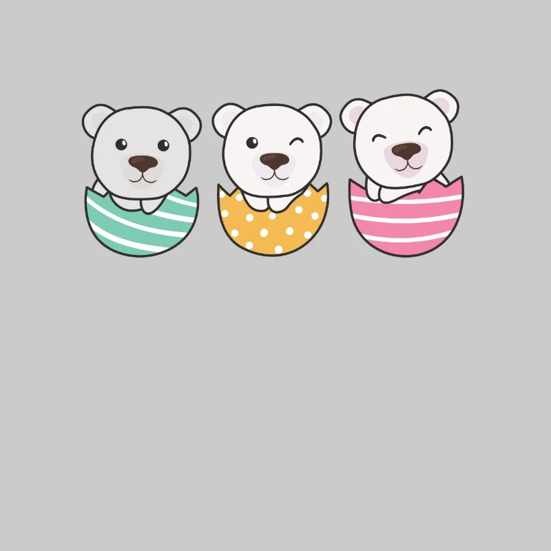 cute polar bears at Easter with Easter eggs polar bear