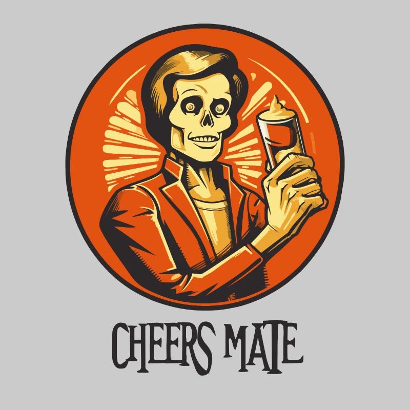 Skeleton ghost with a glass, cheers buddy