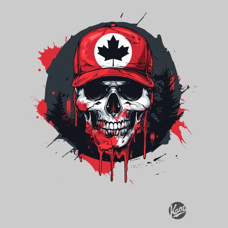 Canadian skull with maple leaf