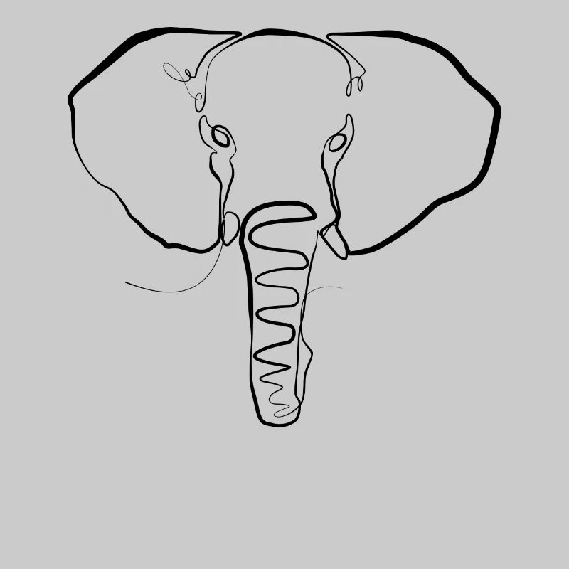 Elephant Head Elephant one-line drawing