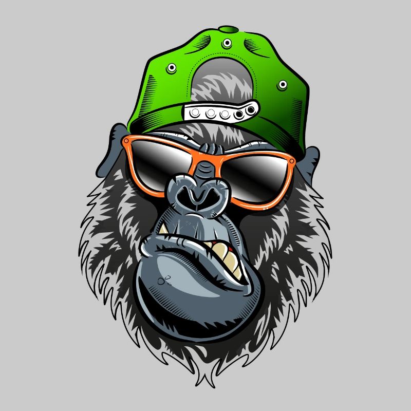 Gorilla oder Affe mit Baseball Kappe, Sonnenbrille