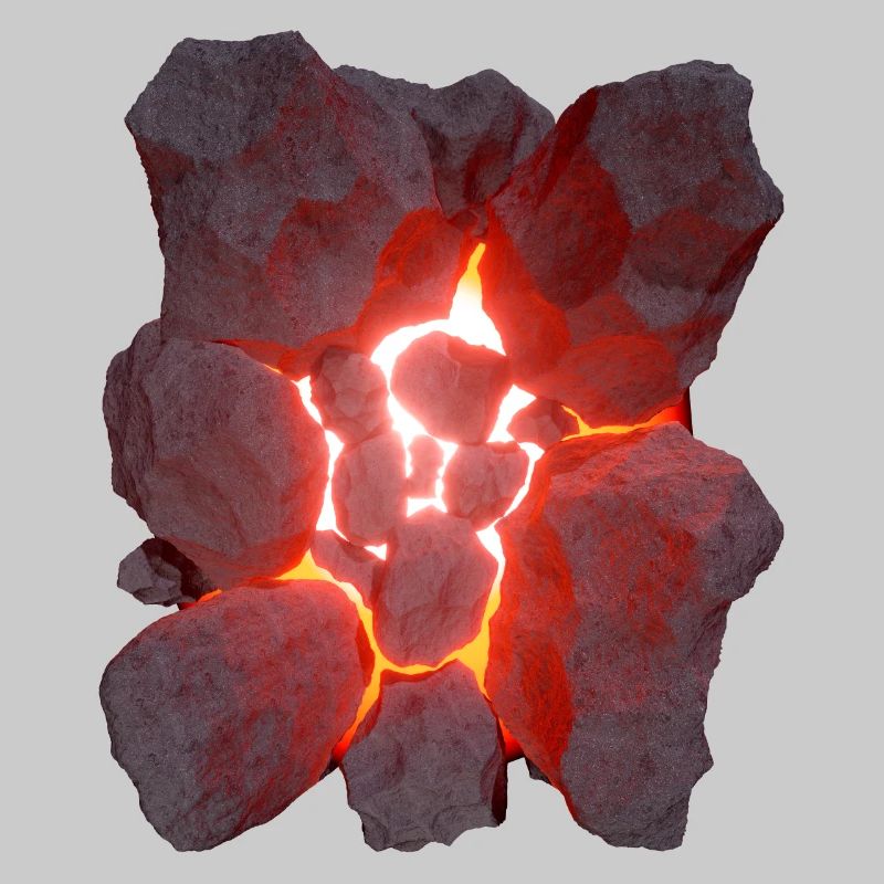 Vulkan 3D Effekt Glühende Lava