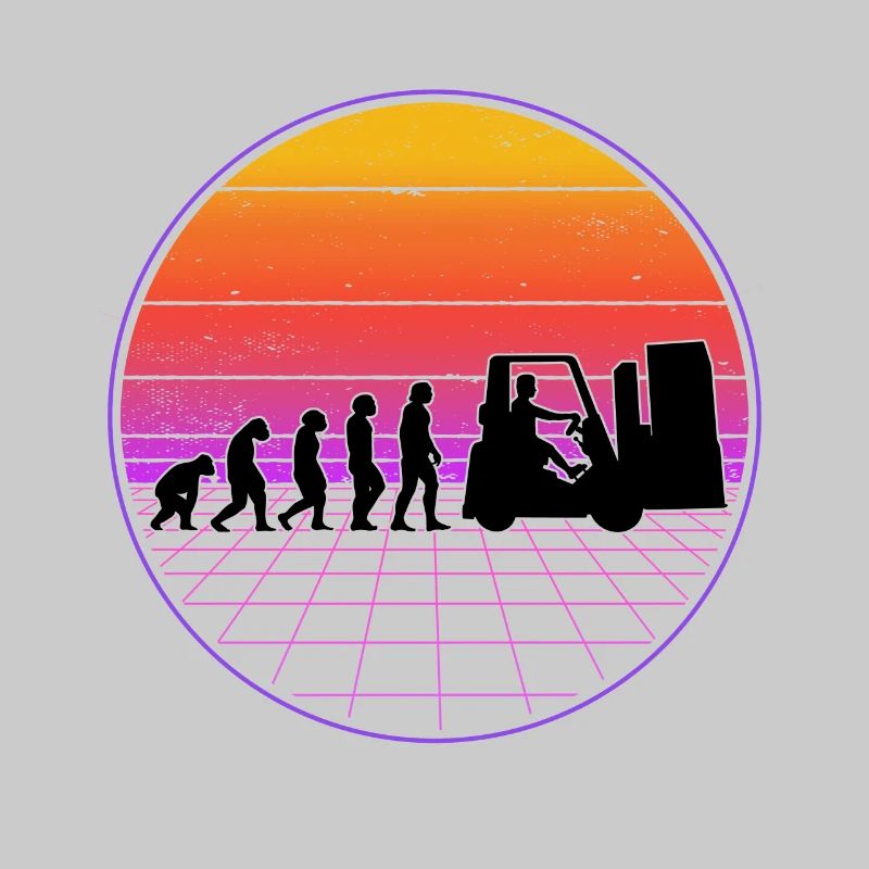 Forklift Operator Evolution Vaporwave