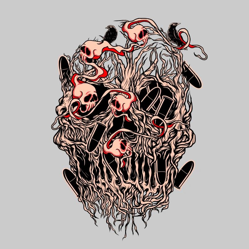Bullets and Skull Roses Aesthetic Dripping Pattern