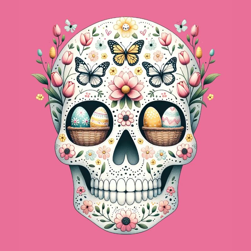 Spring Bloom Skull Tee Whimsical Easter Garden