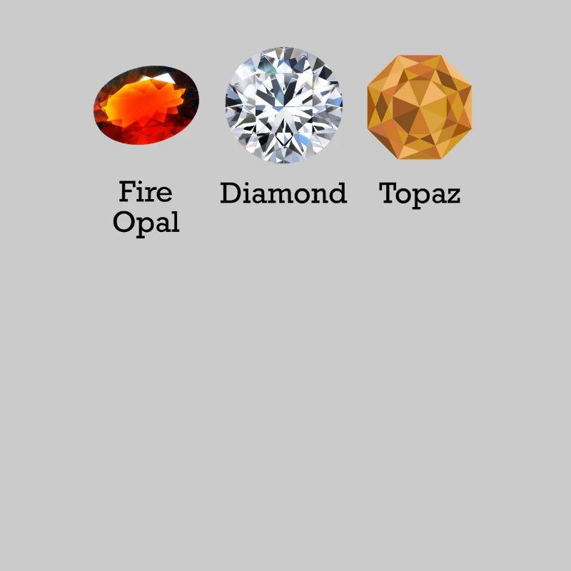 Fire Opal Diamond Topaz Gemstones, Subtle Anti-