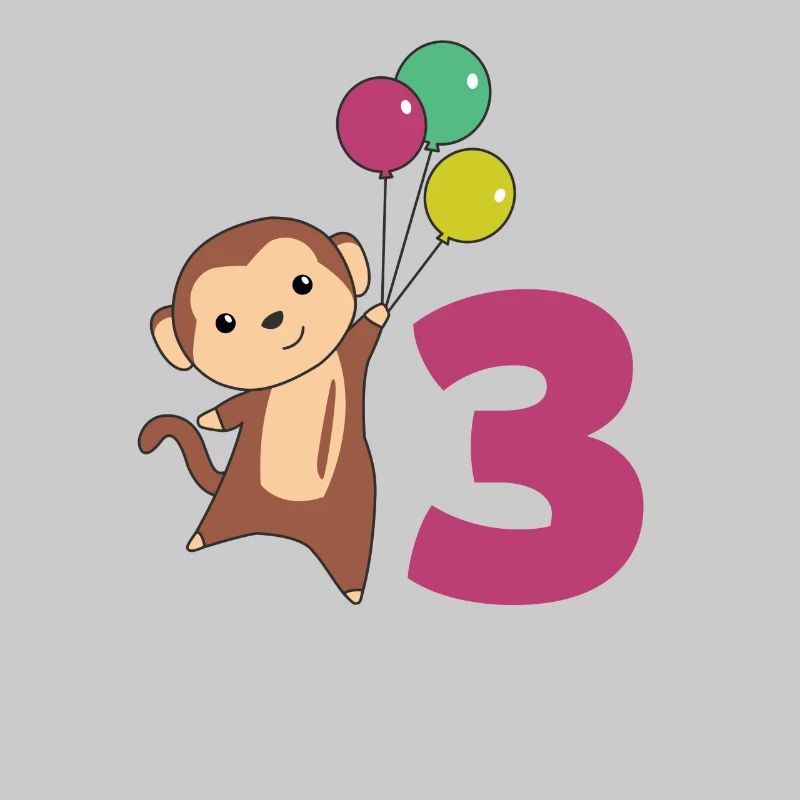 Affe dritter Geburtstag Luftballons Affen Kinder