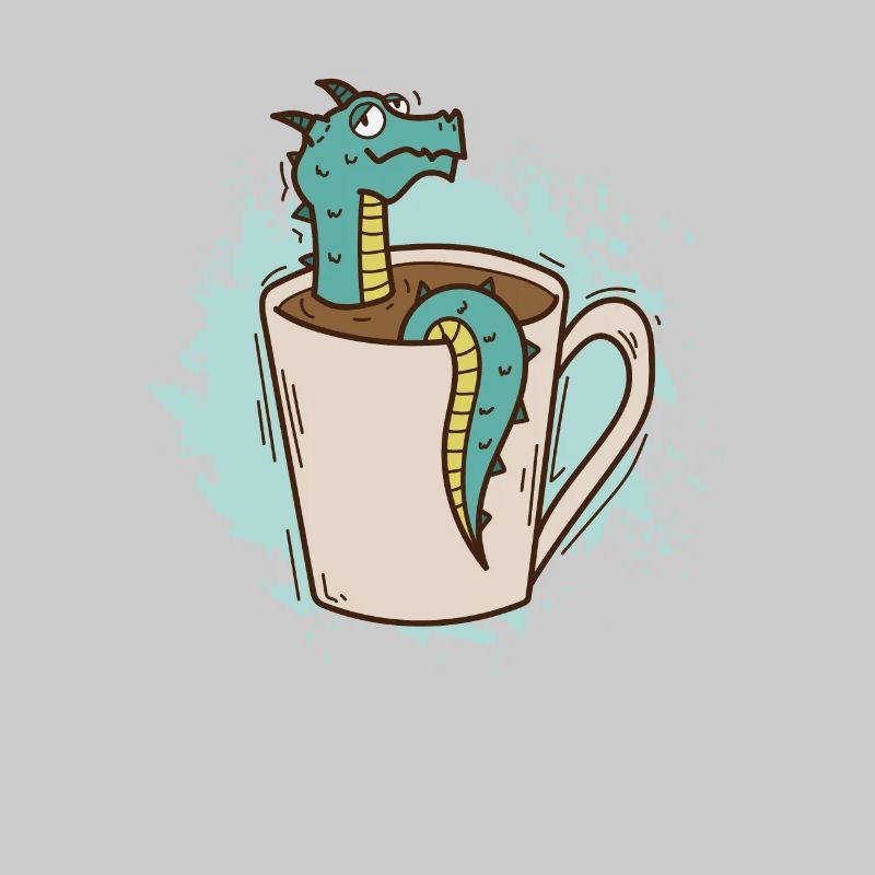 Dragon in a cup cute mythical creature