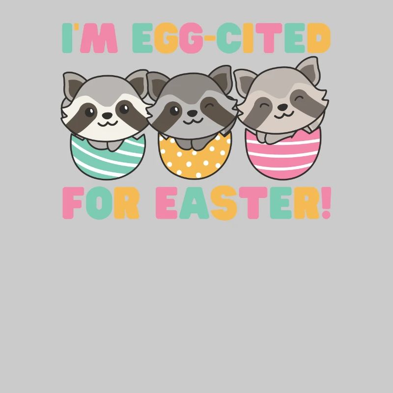 cute raccoons for Easter with Easter eggs raccoon