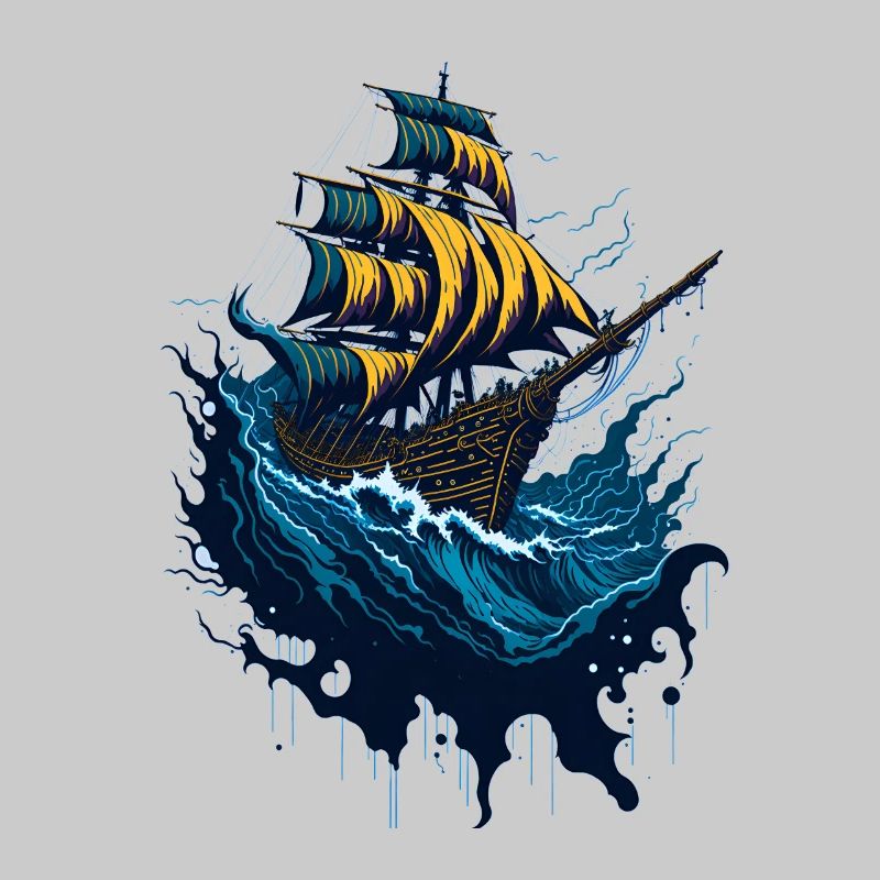 Bateau pirate dans les mers orageuses