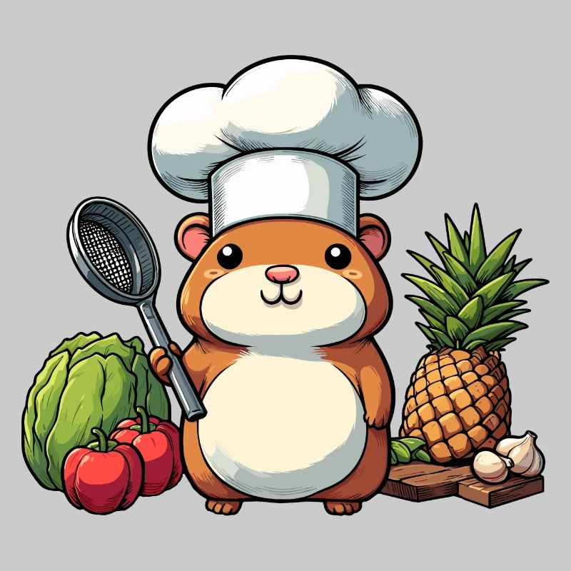 Chef Hamster Capybara with Chef's Hat Cooks
