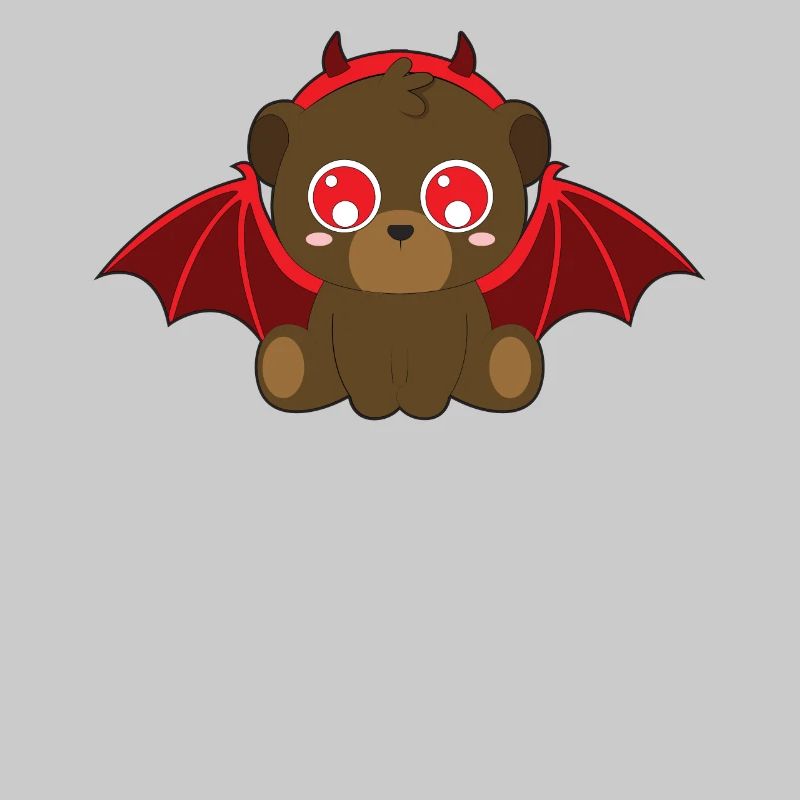 Cute bear devil bat halloween