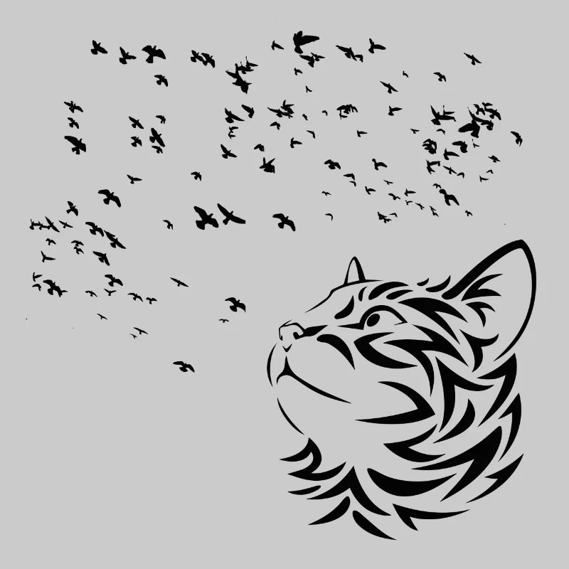 Chat regarde les Oiseaux volent