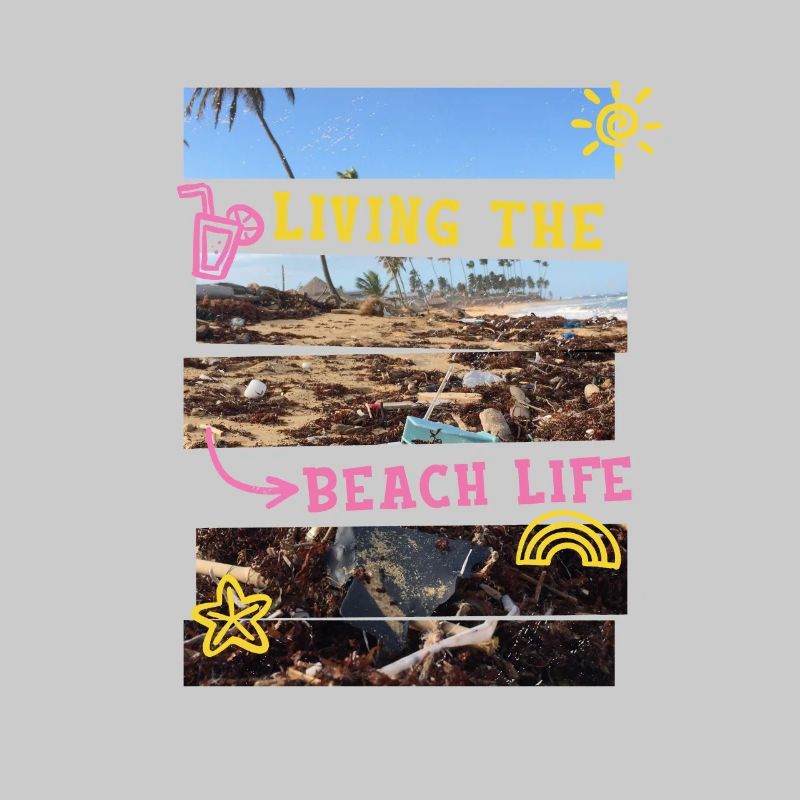Sarcastic summer design garbage on the beach