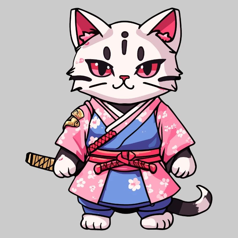 Chat samouraï & fleurs de cerisier #14