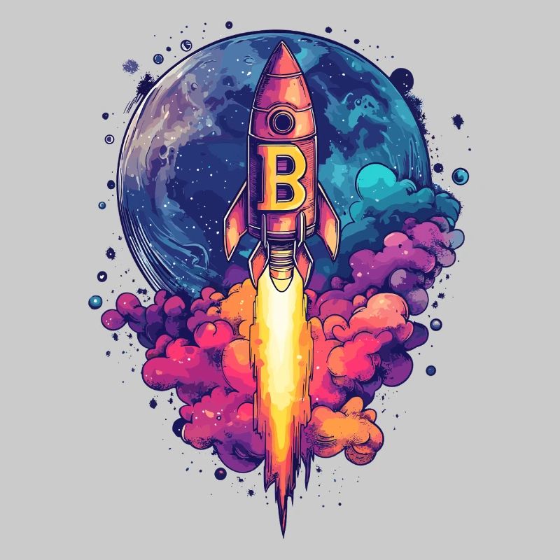 Bitcoin BTC Crypto Rocket Moon