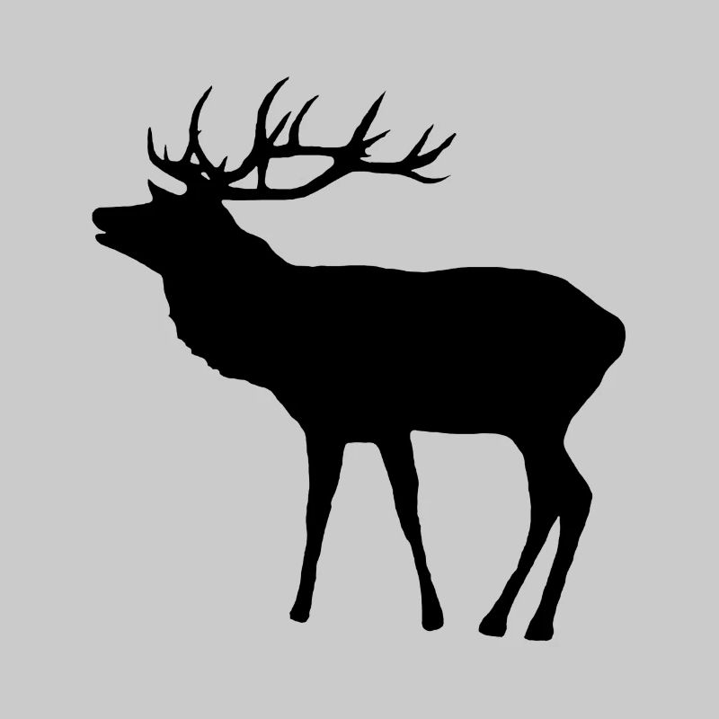 Hirsch in schwarz mit Geweih, Hirsche, Rehbock