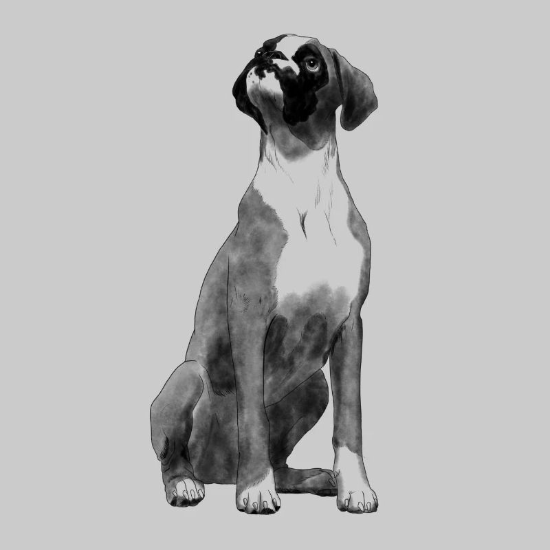 Boxer assis chien