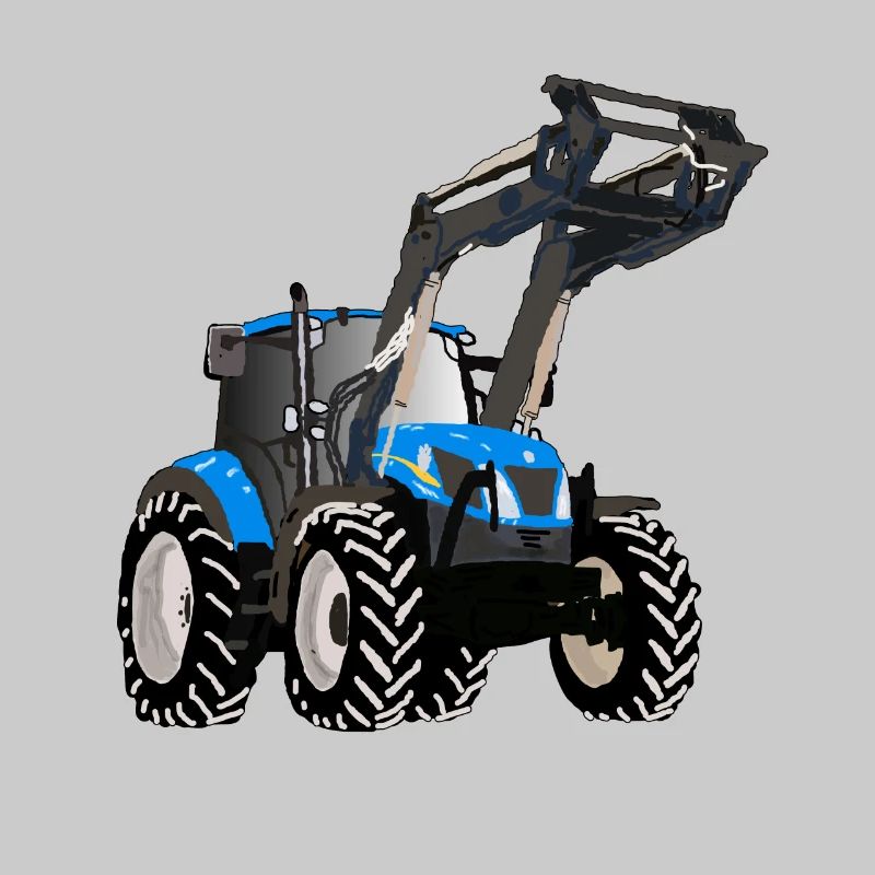 Blauer Traktor mit Frontlader
