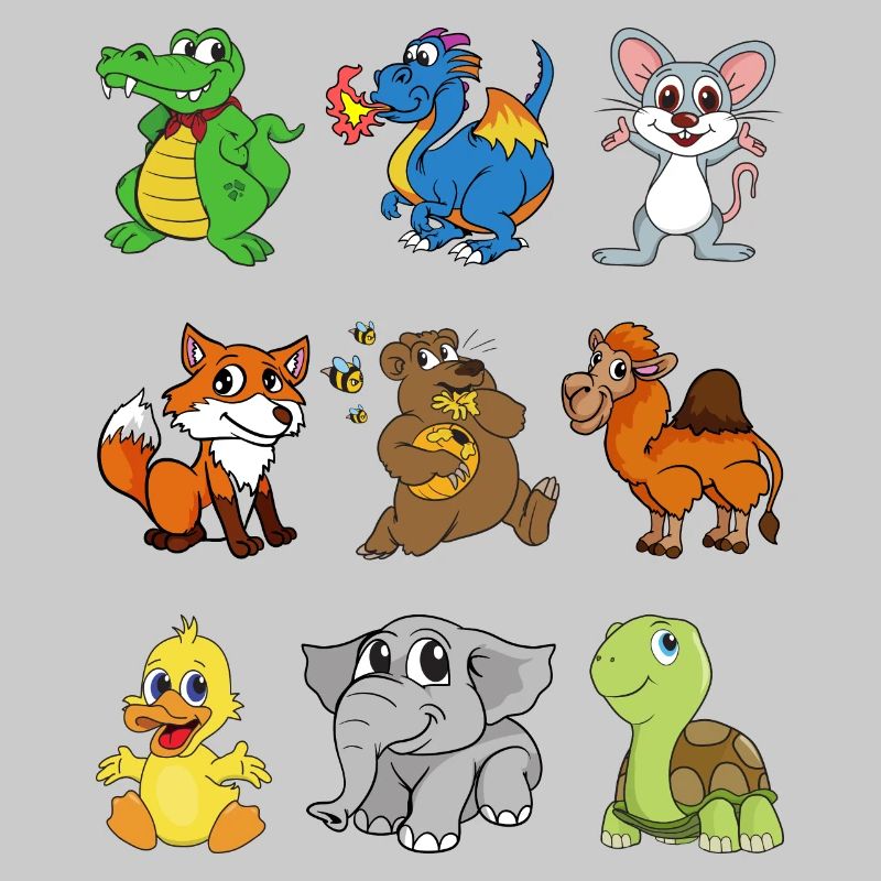 Crocodile Dragon Mouse Chameau Fox Bear Canard éléphant