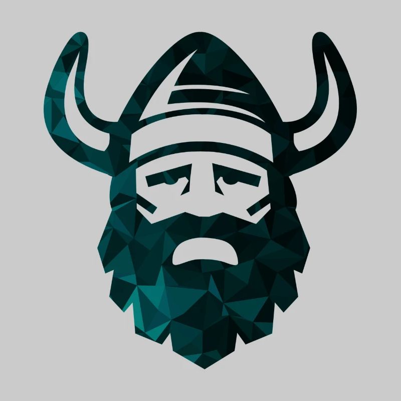 Wikinger Kopf im Polygon-Stil mit Helm mit Hörnern