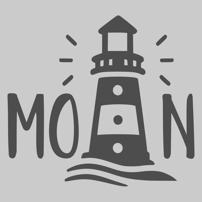 Schriftzug MOIN mit Leuchtturm