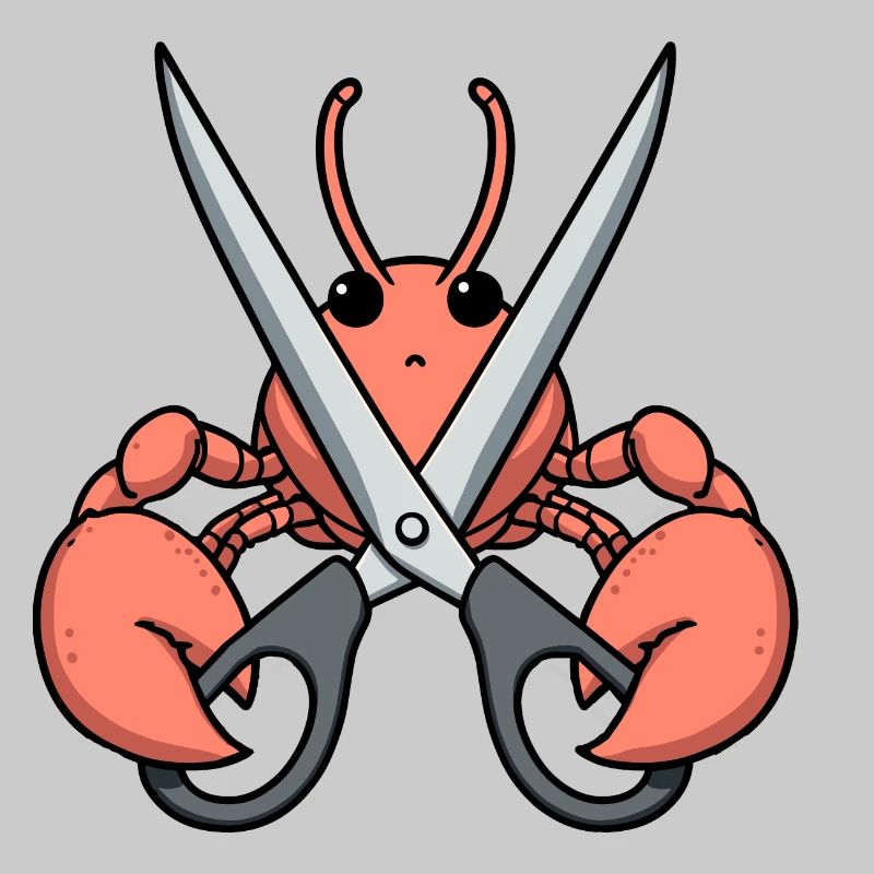 Comic Lobster Krebs Hummer Languste graue Schere