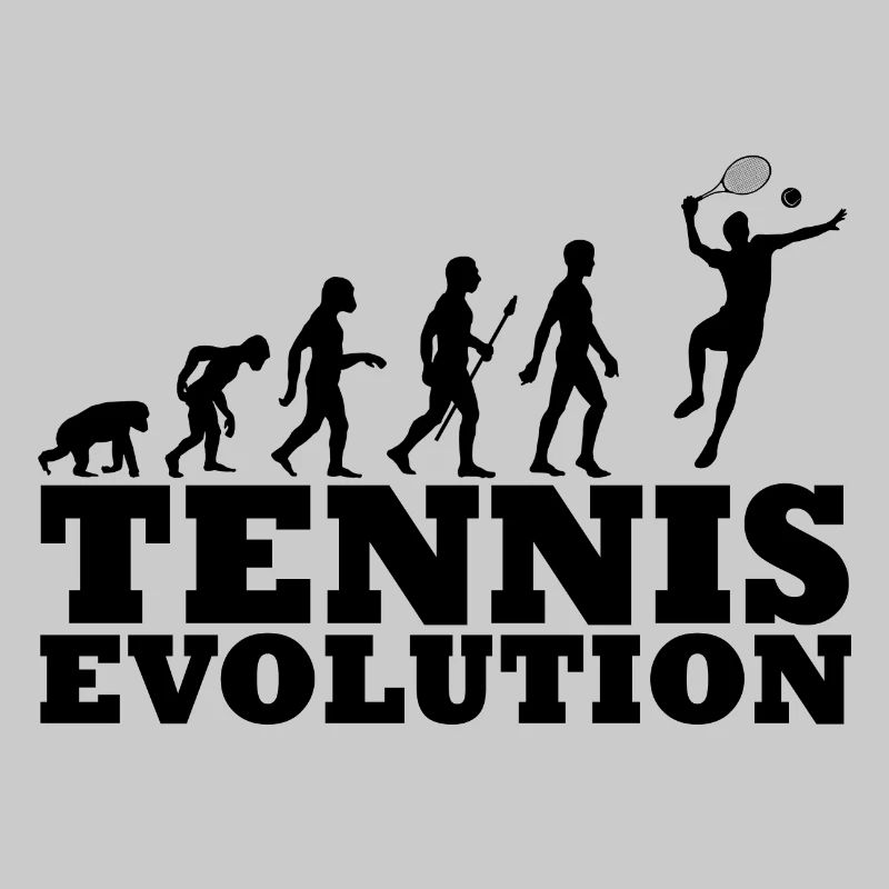 Tennis Evolution Illustration Geschenkidee schwarz