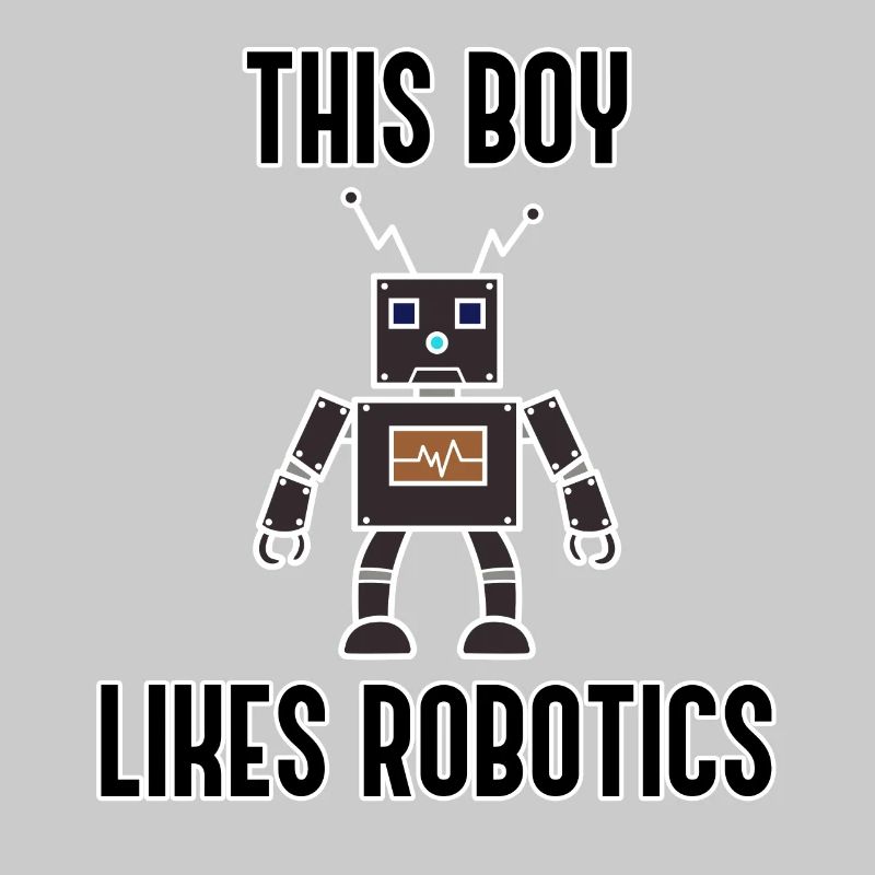 Junge mag Roboter Ironische Robotertechnik