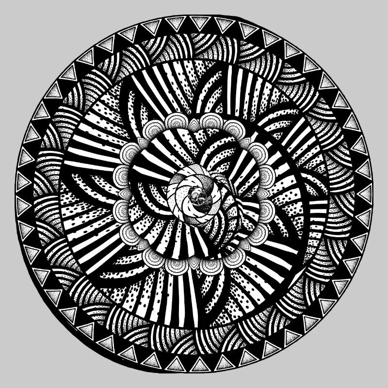 white black - abstract, circle, pattern hand painted