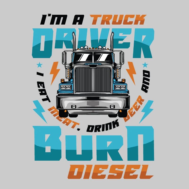 Truck driver eats meat and drinks beer