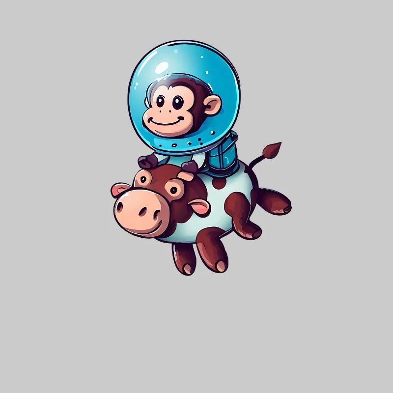 Affe auf Kuh Rakete Schuttle Astronaut Kosmonaut
