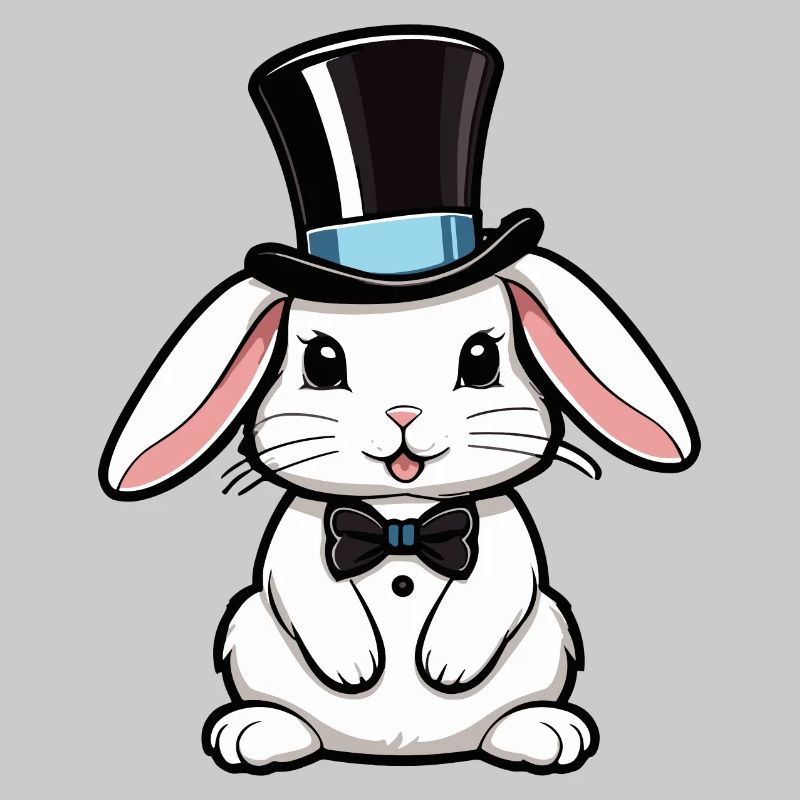White Rabbit with a Hat and Bow Tie