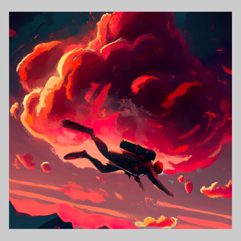 Flying Skydiving Diver at sunset